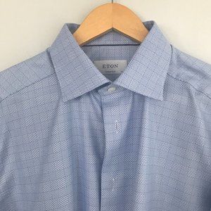 ETON Contemporary Fit Check Luxe Twill Dress Shirt